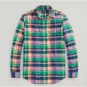 Polo Ralph Lauren Classic Fit Plaid Flannel Work Shirt | Mens S, NEW Green